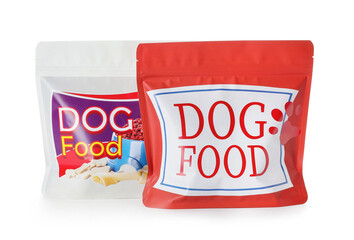 Tasty pet food on white background