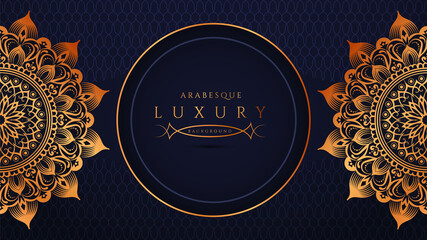 Floral luxury ornamental mandala design background in gold color,Luxury mandala background with golden arabesque pattern Islamic east style.decorative mandala for print, poster,brochure, flyer, banner