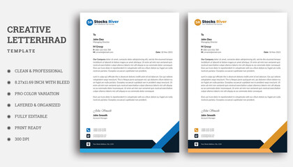 Creative Letterhead Template For Your Modern Business. Corporate & Business Style Print Ready Letterhead Template.
