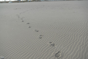 砂浜に残るあしあと