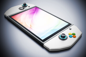 Portable video game console isolated on white background. 3D illustration © Destina