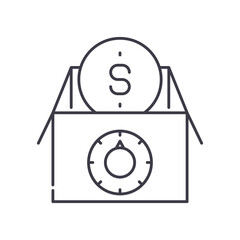 Save money icon, linear isolated illustration, thin line vector, web design sign, outline concept symbol with editable stroke on white background.
