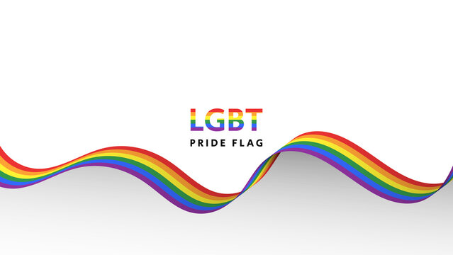 LGBT rainbow flag wave flowing flutter of lesbian, gay, and bisexual colorful concept with white copy space background vector illustration.
