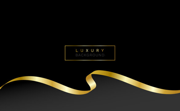 Luxury gold wave flowing banner vector on dark background.