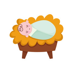 nativity, baby jesus on the crib manger cartoon