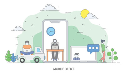 Fototapeta premium Mobile Office Illustration 