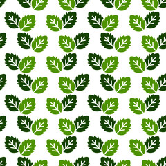 Melissa,peppermint, spearmint, Mint leaves seamless pattern. Design for packaging tea, wrapping paper, cosmetics, wallpapers, textiles, natural organic products. Vector stock illustration.