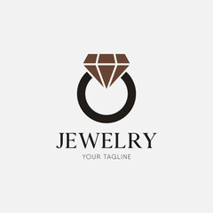 Vector diamond ring logo design. Jewelry logo. Design concept for luxury jewelry store, wedding salon, handmade jewelry