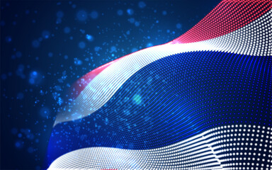 Vector bright glowing country flag of abstract dots. Thailand