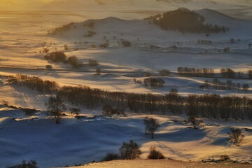 中国内蒙古乌兰布统草原冬季风光