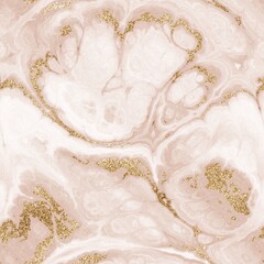 Seamless pink glitter luxury marble pattern design. High quality illustration. Sparky repeat graphic swatch in rose gold. Trendy glamorous shimmering marbled rock motif.