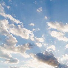 Fototapeta premium Blue sky with Cumulus clouds on a Sunny day. Beautiful background.