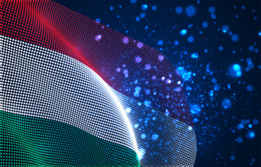 Vector bright glowing country flag of abstract dots. Hungary