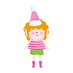 merry christmas, helper with striped hat cartoon celebration icon isolation