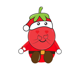 mascot illustration cartoon tomato and santa claus illustration