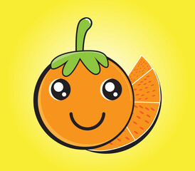 
orange fruit mascot illustration in flat design