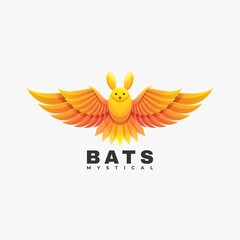 Vector Logo Illustration Bats Gradient Colorful Style.