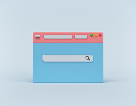 browser online search concept. minimal design. 3d rendering