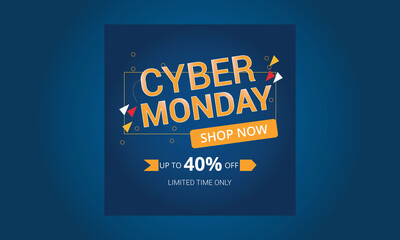 Cyber Monday poster or flyer template design. Big Discount Offer.