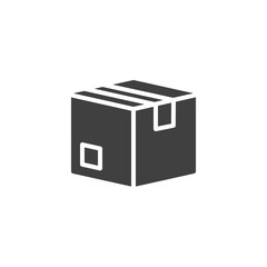 Cardboard box, parcel vector icon. filled flat sign for mobile concept and web design. Delivery box glyph icon. Symbol, logo illustration. Vector graphics