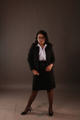 Fototapeta premium Beautiful sexy asian woman business office style fashion clothes. 