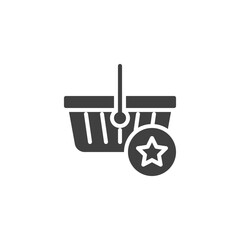 Favorite shopping basket vector icon. filled flat sign for mobile concept and web design. Shopping basket and star glyph icon. Symbol, logo illustration. Vector graphics