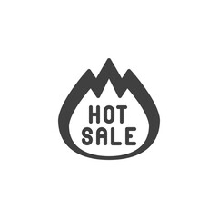 Hot sale vector icon. filled flat sign for mobile concept and web design. Fire flame with hot sale glyph icon. Symbol, logo illustration. Vector graphics