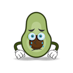 Avocado mascot character with sad expression. vector illustration