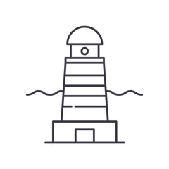 Lighthouse concept icon, linear isolated illustration, thin line vector, web design sign, outline concept symbol with editable stroke on white background.
