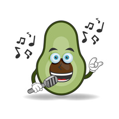 The Avocado mascot character is singing. vector illustration