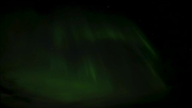 Marvelous Green Aurora Lights In A Night Sky - Static Shot, Handheld