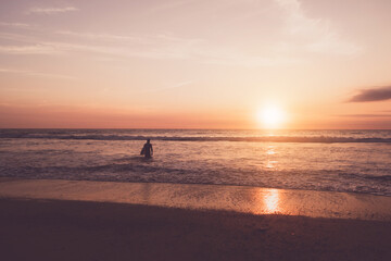 Fototapeta na wymiar Tropical nature clean beach sunset sky time with sun light.