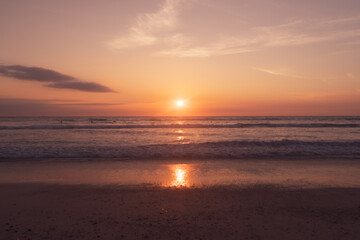 Obraz na płótnie Canvas Tropical nature clean beach sunset sky time with sun light.