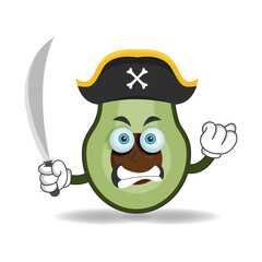 The Avocado mascot character becomes a pirate. vector illustration