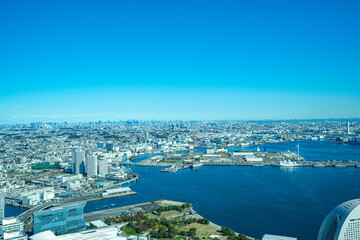 Naklejka premium 【横浜ランドマークタワーより】横浜市、都市景観・眺望