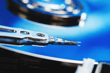 Macro photography: detail inside a hard drive, storage device.