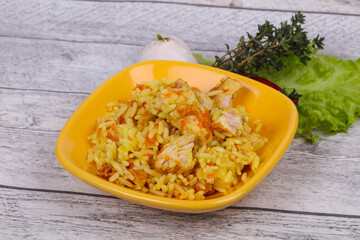 Traditional Pilaf with chicken and carrot