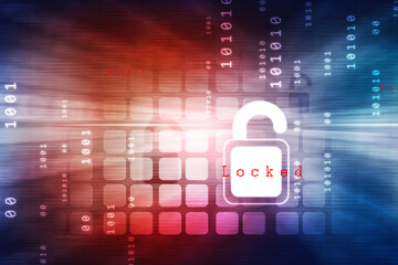 2d illustration Safety concept: Closed Padlock on digital background
