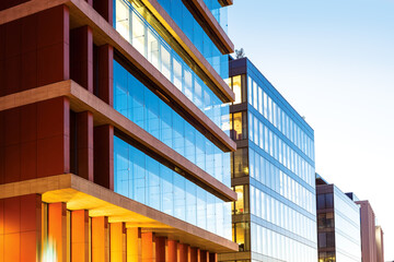 Row of office building facades