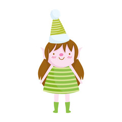 merry christmas, female helper cartoon celebration icon isolation
