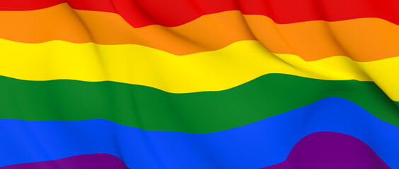 National Fabric Wave Closeup Flag of Rainbow gay pride