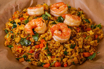 Asian cuisine - Fried Rice with prawn