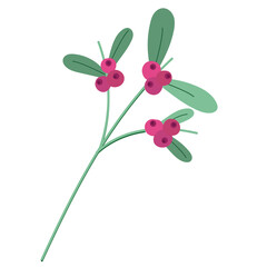 branch leaves foliage and berries nature icon isolation