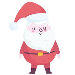 merry christmas, santa claus cartoon celebration icon isolation