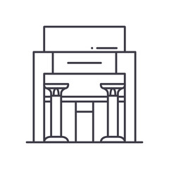 Library building icon, linear isolated illustration, thin line vector, web design sign, outline concept symbol with editable stroke on white background.