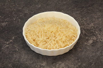 Raw basmati rice in the bowl