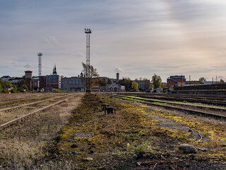 Fototapeta na wymiar railway in the morning tenet place