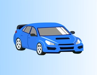 Plakat Vector of blue sport car on light blue background