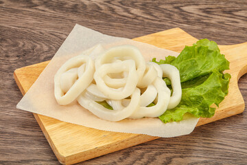 Raw squid rings for cooking
