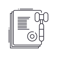 Legal document icon, linear isolated illustration, thin line vector, web design sign, outline concept symbol with editable stroke on white background.